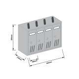 Γραμματοκιβώτια Σειράς Κίνας 4 Θέσεων 423x175x300mm Ασημί G4PA