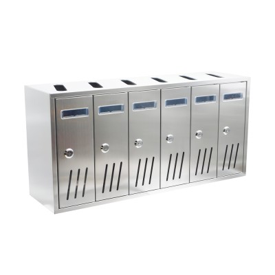 Γραμματοκιβώτια Σειράς Κίνας 6 Θέσεων 621x175x300mm Ασημί G6PA