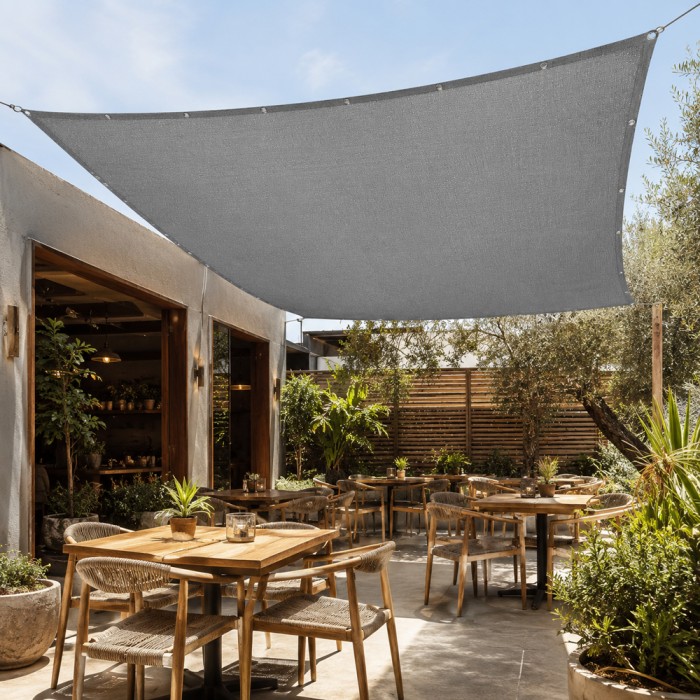 Δίχτυ Σκίασης Εξωτερικού Χώρου 3x4m Γκρι 140gr/m² με Μπουντούζια Περιμετρικά