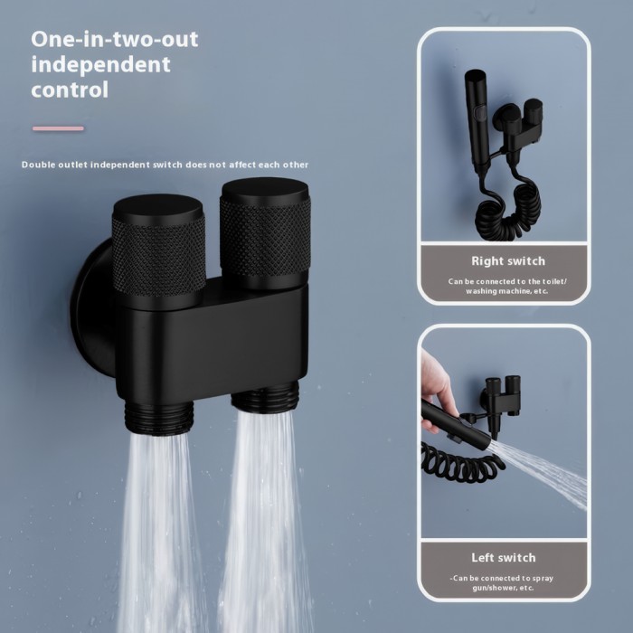 Βρύση Πλύσης Μπιντέ με Δύο Εξόδους και Ακροφύσιο Μπιντέ Μαύρο 1001-bl