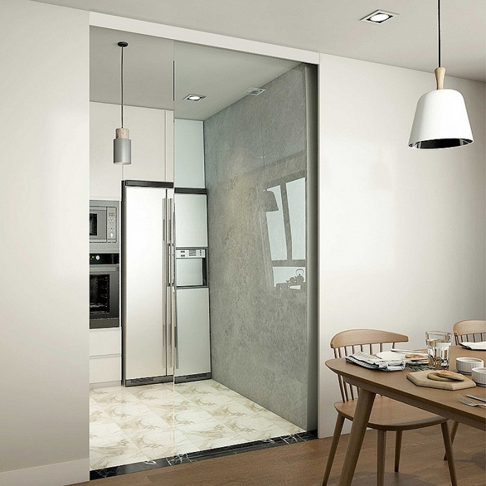 Σύστημα Ολίσθησης OPK Χωνευτής (Σε τοιχοποιία) Γυάλινης Πόρτας για Πλάτος Φύλου από 58cm - 100cm και 80Kg Βάρος για 8-10mm Πάχος Γυαλιού Spaceship 80