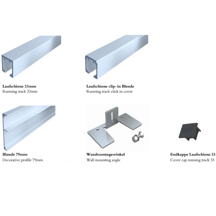 Σύστημα Ολίσθησης OPK Επιτοίχιας Γυάλινης Πόρτας για Πλάτος Φύλου από 58cm - 100cm και 80Kg Βάρος για 8-10mm Πάχος Γυαλιού Με Διακοσμητικό κάλυμμα Αλουμινίου Spaceship 80
