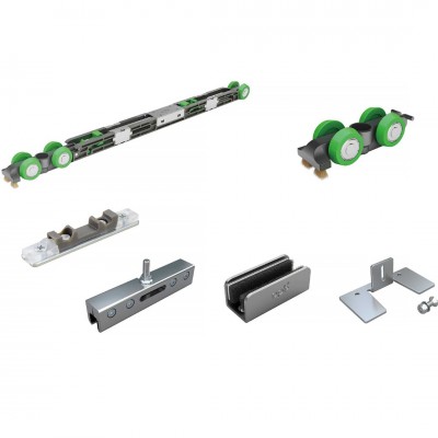 Σύστημα Ολίσθησης OPK Επιτοίχιας Γυάλινης Πόρτας για Πλάτος Φύλου από 58cm - 100cm και 80Kg Βάρος για 8-10mm Πάχος Γυαλιού Με Διακοσμητικό κάλυμμα Αλουμινίου Spaceship 80