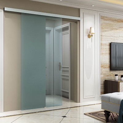 Σύστημα Ολίσθησης OPK Επιτοίχιας Γυάλινης Πόρτας για Πλάτος Φύλου από 58cm - 100cm και 80Kg Βάρος για 8-10mm Πάχος Γυαλιού Με Διακοσμητικό κάλυμμα Αλουμινίου Spaceship 80