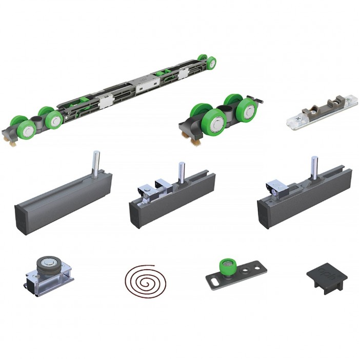 Σύστημα Ολίσθησης για Δύο Ξύλινες Πόρτες ≥600mm Πλάτος και 50Kg Βάρος Πόρτας για 35-45mm Πάχος Ξύλου Spaceship 80 Synchro