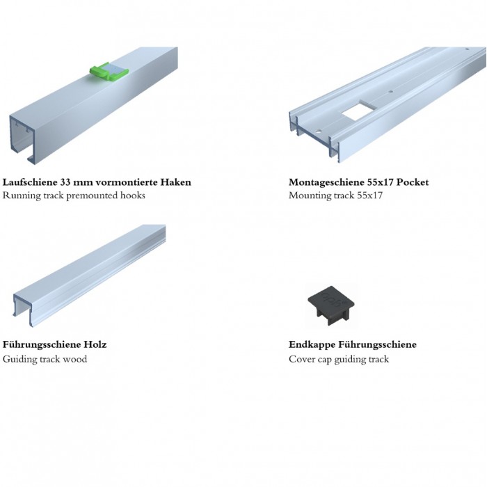 Σύστημα Ολίσθησης Minimal Pocket Spaceship 80 Χωνευτής (Σε τοιχοποιία) Ξύλινης Πόρτας εως100cm Πλάτος και 80Kg Βάρος για 35-45mm Πάχος Ξύλου