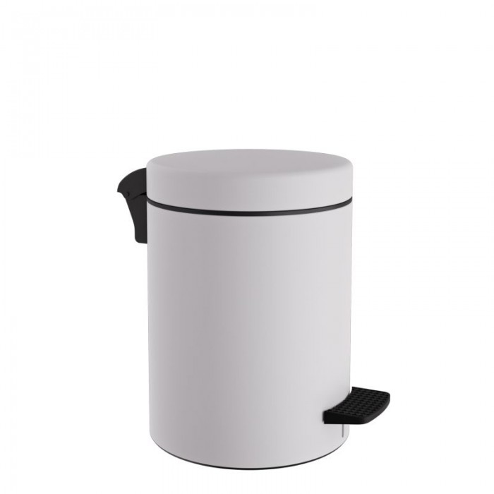 Χαρτοδοχείο 5 Lit, Soft Close - Matt White, Pam & Co, Ø20 x H28 (cm), 05-096-003