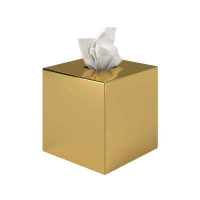 Θήκη Χαρτομάντηλων Κύβος - Gold, Pam & Co, W13 x D13 x H13 (cm), 124-024