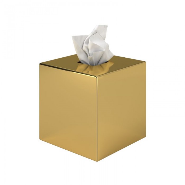 Θήκη Χαρτομάντηλων Κύβος - Gold, Pam & Co, W13 x D13 x H13 (cm), 124-024