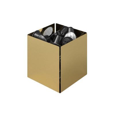 Θήκη για Κάψουλες - Brushed Gold, Pam & Co, W13 x D13 x H13 (cm), 116-023