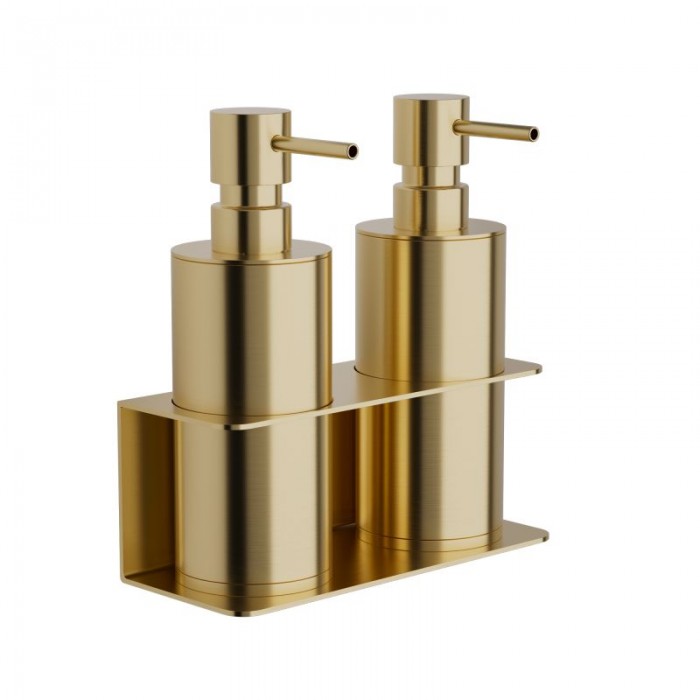 Επιτοίχιο Διπλό Dispenser Επαγγελματικό - Brushed Gold, Pam & Co, W17 x D7 x H19 (cm), 83-023