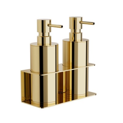 Επιτοίχιο Διπλό Dispenser Επαγγελματικό - Gold, Pam & Co, W17 x D7 x H19 (cm), 83-024