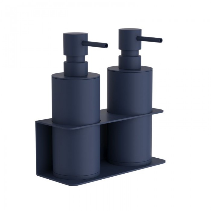 Επιτοίχιο Διπλό Dispenser Επαγγελματικό (2 x 250ml) - Matt Navy Blue, Pam & Co, W17 x D7 x H19 (cm), 83-203