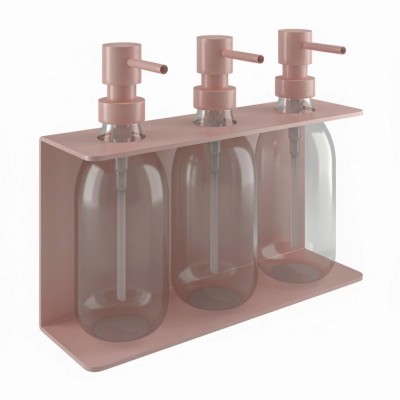 Επιτοίχια Dispenser (3 x 300ml) - Matt Dusty Pink, Pam & Co, W25 x D7.5 x H20 (cm), 251375-304