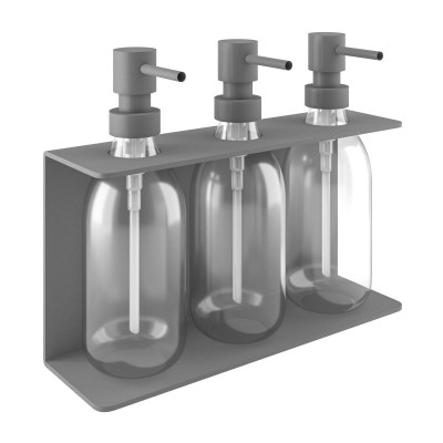 Επιτοίχια Dispenser (3 x 300ml) - Matt Concrete Grey, Pam & Co, W25 x D7.5 x H20 (cm), 251375-163