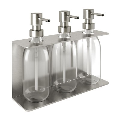 Επιτοίχια Dispenser (3 x 300ml) - Matt Inox, Pam & Co, W25 x D7.5 x H20 (cm), 251375-011
