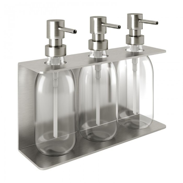 Επιτοίχια Dispenser (3 x 300ml) - Matt Inox, Pam & Co, W25 x D7.5 x H20 (cm), 251375-011