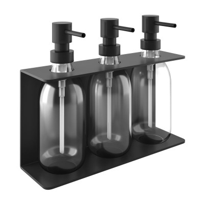 Επιτοίχια Dispenser (3 x 300ml) - Matt Black, Pam & Co, W25 x D7.5 x H20 (cm), 251375-403