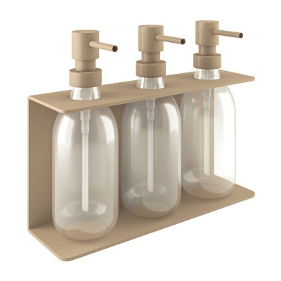 Επιτοίχια Dispenser (3 x 300ml) - Matt Beige, Pam & Co, W25 x D7.5 x H20 (cm), 251375-103