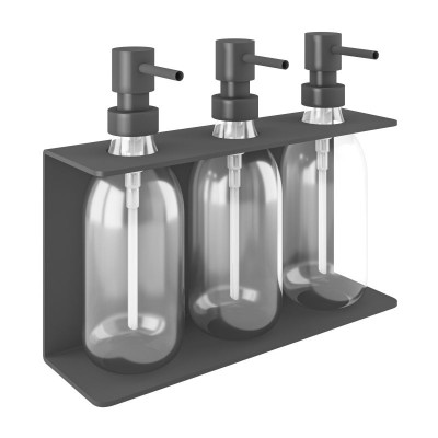 Επιτοίχια Dispenser (3 x 300ml) - Matt Anthracite, Pam & Co, W25 x D7.5 x H20 (cm), 251375-113