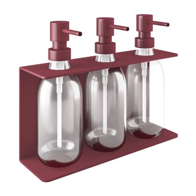 Επιτοίχια Dispenser (3 x 300ml) - Matt Bordeaux, Pam & Co, W25 x D7.5 x H20 (cm), 251375-153