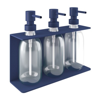 Επιτοίχια Dispenser (3 x 300ml) - Matt Navy Blue, Pam & Co, W25 x D7.5 x H20 (cm), 251375-203