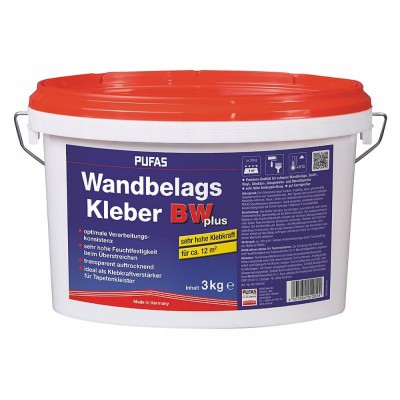 Κόλλα Ταπετσαρίας Υψηλής Ποιότητας 3kg Pufas Wandbelags Kleber BW plus 001202000