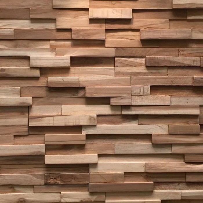 Πάνελ Επένδυσης Τοίχου από 100% Φυσικό Ξύλο TEAK 495x180x20mm Rebel of Styles 3D Teak Firenze 540-006 1 Τεμ./Συσκευασία