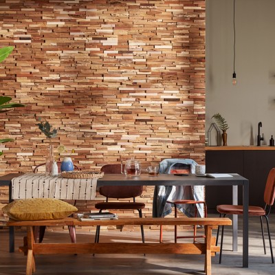 Πάνελ Επένδυσης Τοίχου από 100% Φυσικό Ξύλο TEAK 495x180x20mm Rebel of Styles 3D Teak Colorado 540-007 1 Τεμ./Συσκευασία