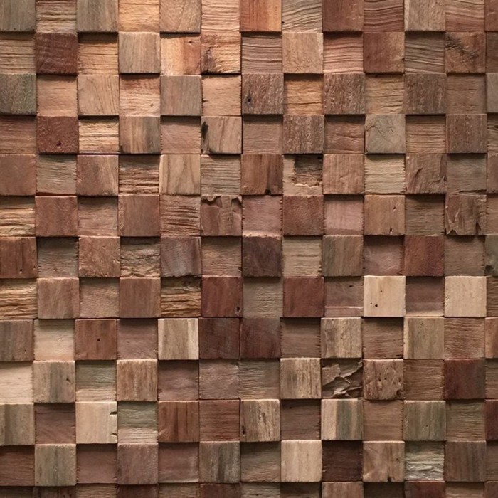 Πάνελ Επένδυσης Τοίχου από 100% Φυσικό Ξύλο TEAK 495x180x20mm Rebel of Styles 3D Teak Square 540-008 1 Τεμ./Συσκευασία