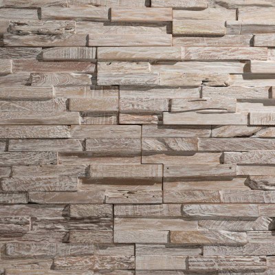 Πάνελ Επένδυσης Τοίχου από 100% Φυσικό Ξύλο TEAK 495x180x20mm Rebel of Styles 3D Teak White Wash 540-009 1 Τεμ./Συσκευασία