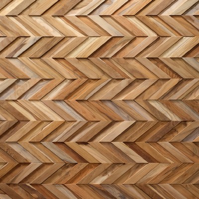 Πάνελ Επένδυσης Τοίχου από 100% Φυσικό Ξύλο TEAK 386x180x20mm Rebel of Styles 3D Teak Chevron 540-010 5 Τεμ./Συσκευασία