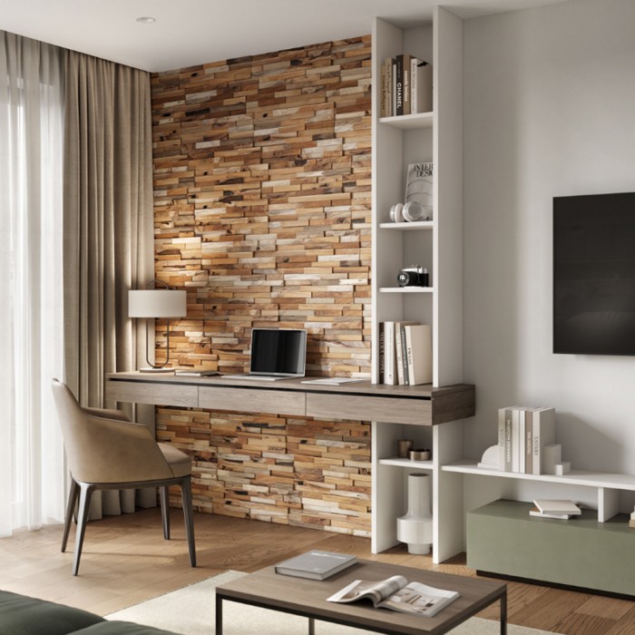 Πάνελ Επένδυσης Τοίχου από 100% Φυσικό Ξύλο TEAK 495x180x20mm Rebel of Styles 3D Teak Bologna 540-011 1 Τεμ./Συσκευασία