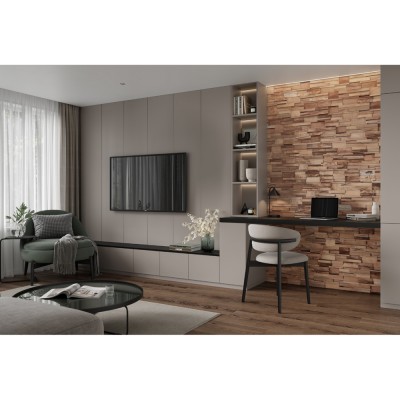 Πάνελ Επένδυσης Τοίχου από 100% Φυσικό Ξύλο TEAK 495x180x20mm Rebel of Styles 3D Teak Ferrano 540-016 1 Τεμ./Συσκευασία