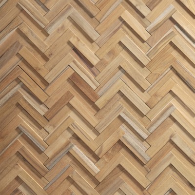 Πάνελ Επένδυσης Τοίχου από 100% Φυσικό Ξύλο TEAK 375x180x15mm Rebel of Styles 3D Teak Herringbone 540-019 6 Τεμ./Συσκευασία