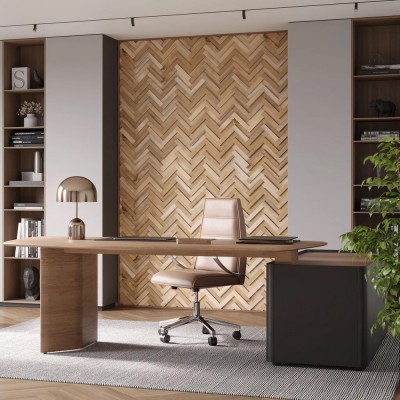 Πάνελ Επένδυσης Τοίχου από 100% Φυσικό Ξύλο TEAK 375x180x15mm Rebel of Styles 3D Teak Herringbone 540-019 6 Τεμ./Συσκευασία