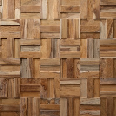 Πάνελ Επένδυσης Τοίχου από 100% Φυσικό Ξύλο TEAK 260x260x20mm Rebel of Styles 3D Teak Cubic 540-022 5 Τεμ./Συσκευασία