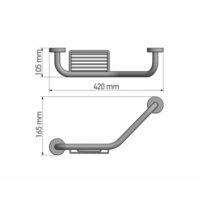 Λαβή Λουτρού Τύπου V με Σαπουνοθήκη Chrome SANCO Grabbars 00402-A03