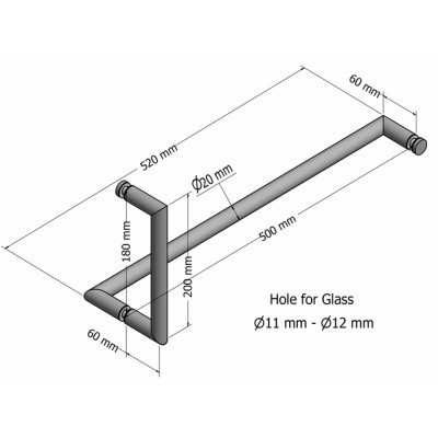 Διπλή Λαβή Πετσετοθήκης για τζάμι Chrome SANCO Glass Door Accessories GL0738-A03