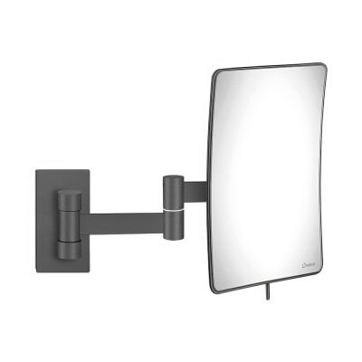 Μεγεθυντικός Καθρέπτης x3 με Διπλό Βραχίονα Ø15xD25xH21cm Graphite Dark SANCO Cosmetic Mirrors MR-301-122