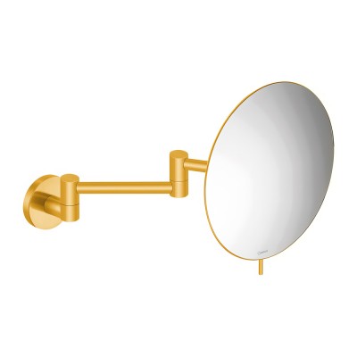 Μεγεθυντικός Καθρέπτης x3 (Διπλό Βραχίονα) Ø20xD36cm Brushed Gold 24K SANCO Cosmetic Mirrors MR-701-AB5