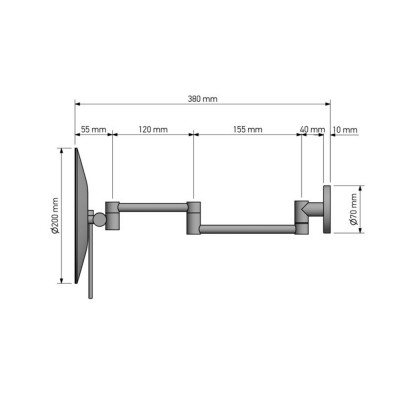Επιτοίχιος Μεγεθυντικός Καθρέπτης 2 Όψεων x3 (Διπλό Ø20xD36cm Chrome SANCO Cosmetic Mirrors MR-701-A03