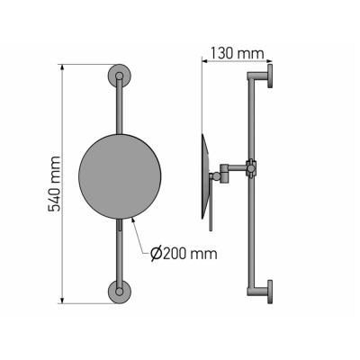 Επιτοίχιος Μεγεθυντικός Καθρέπτης x3 Ρυθμιζόμενου Ύψους Ø20xD54xH13cm Chrome SANCO Cosmetic Mirrors MR-708-A03