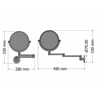 Επιτοίχιος Μεγεθυντικός Καθρέπτης 2 Όψεων x5 (Διπλό W49xD49xH33cm Chrome SANCO Cosmetic Mirrors MR-801-A03