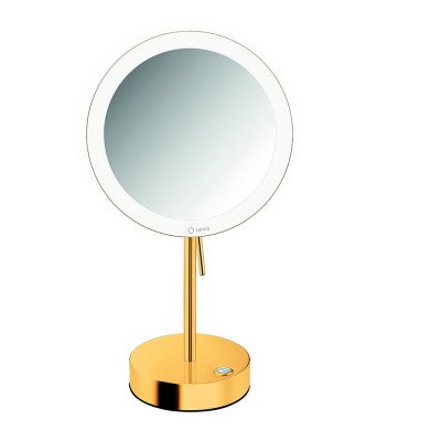 LED Επικαθήμενος Καθρέπτης Μεγεθυντικός x3 Ø20xD12xH365cm Gold 24Κ SANCO Led Cosmetic Mirrors MRLED-903-A05