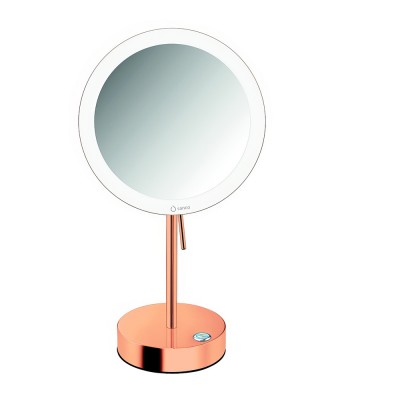 LED Επικαθήμενος Καθρέπτης Μεγεθυντικός x3 Ø20xD12xH365cm Rose Gold 24Κ SANCO Led Cosmetic Mirrors MRLED-903-A06