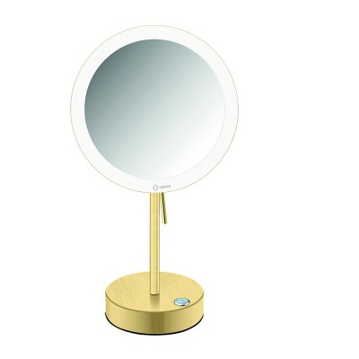 LED Επικαθήμενος Καθρέπτης Μεγεθυντικός x3 Ø20xD12xH365cm Brushed Brass SANCO Led Cosmetic Mirrors MRLED-903-AB12