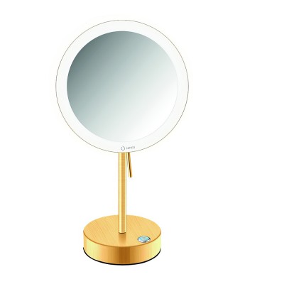 LED Επικαθήμενος Καθρέπτης Μεγεθυντικός x3 Ø20xD12xH365cm Brushed Gold 24K SANCO Led Cosmetic Mirrors MRLED-903-AB5