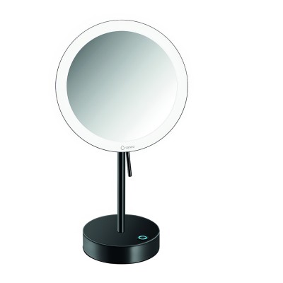 LED Επικαθήμενος Καθρέπτης Μεγεθυντικός x3 Ø20xD12xH365cm Black Mat SANCO Led Cosmetic Mirrors MRLED-903-M116