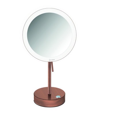 LED Επικαθήμενος Καθρέπτης Μεγεθυντικός x3 Ø20xD12xH365cm Old Copper Mat SANCO Led Cosmetic Mirrors MRLED-903-M26